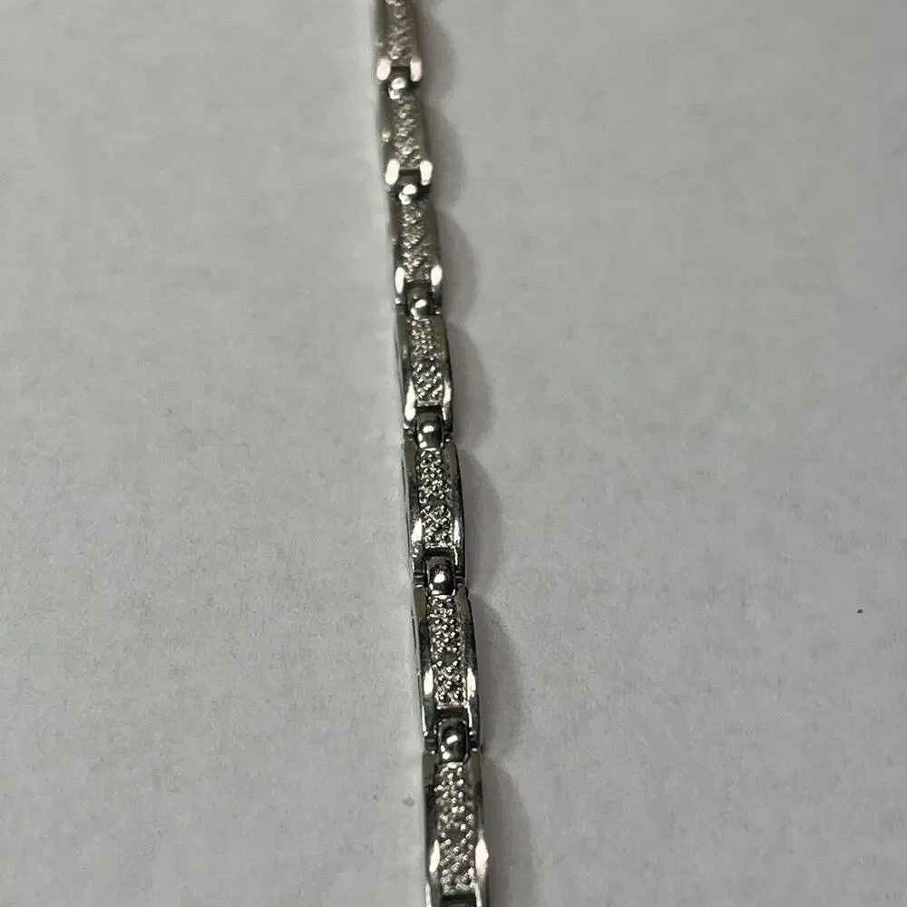 Banter Piercing Pagoda STERLING SILVER 925 Tennis Bracelet Linked Panel No Stone